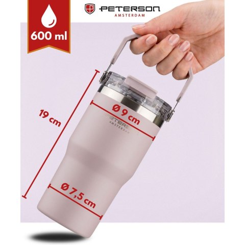 Jasnofioletowy kubek termiczny ze stali nierdzewnej o pojemności 600ml - Peterson