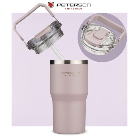 Jasnofioletowy kubek termiczny ze stali nierdzewnej o pojemności 600ml - Peterson