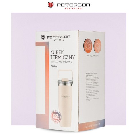 Jasnofioletowy kubek termiczny ze stali nierdzewnej o pojemności 600ml - Peterson