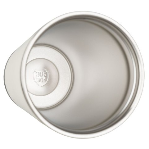 Praktyczny kubek termiczny ze stali nierdzewnej w kolorze ecru z praktycznym uchwytem, pojemność 560ml - Peterson
