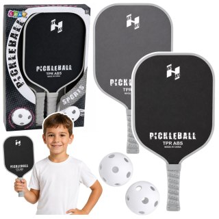 Zestaw Paletki Do Gry w Pickleballa Tenisa Badmintona 2 Piłki Czarno-Szare