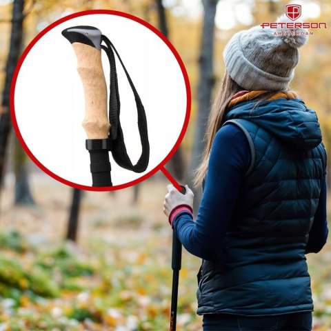 Kompaktowo składane kijki trekkingowe z korkowymi uchwytami - Peterson