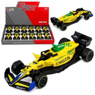 Autko Wyścigówka Metalowa Formuła Napęd Pull Back Żółta 1:43