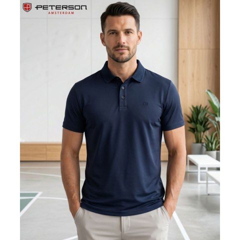Męska koszulka polo w granatowym kolorze w rozmiarach od M do XL - Peterson