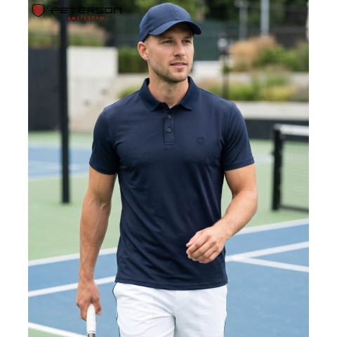 Męska koszulka polo w granatowym kolorze w rozmiarach od M do XL - Peterson