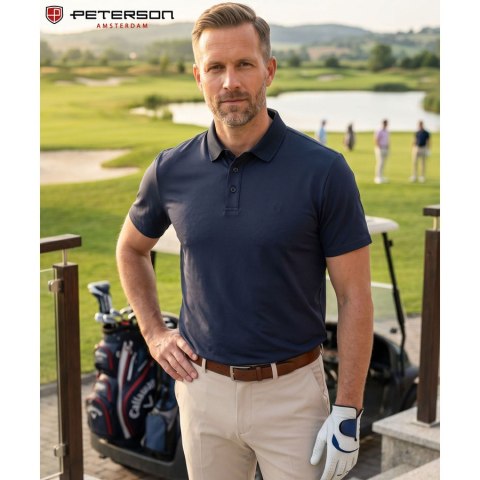 Męska koszulka polo w niebieskim kolorze w rozmiarach od M do XL - Peterson