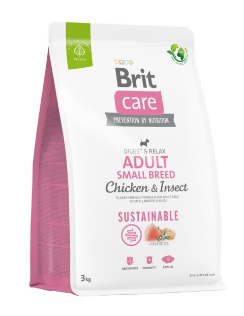BRIT CARE® Dog Sustainable Adult Small Breed Chicken & Insect Karma Dla Psów Małych Ras Z Kurczakiem I Insektami 3 Kg