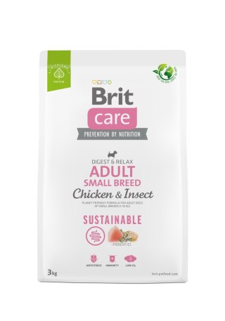 BRIT CARE® Dog Sustainable Adult Small Breed Chicken & Insect Karma Dla Psów Małych Ras Z Kurczakiem I Insektami 3 Kg