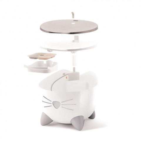 CATIT PIXI Fountain poidło dla kota z miską ze stali nierdzewnej 2,5l, 22x22x19,5 cm