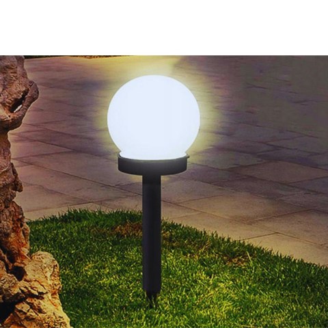 4x lampa solarna ogrodowa kula biała wbijana 10 cm