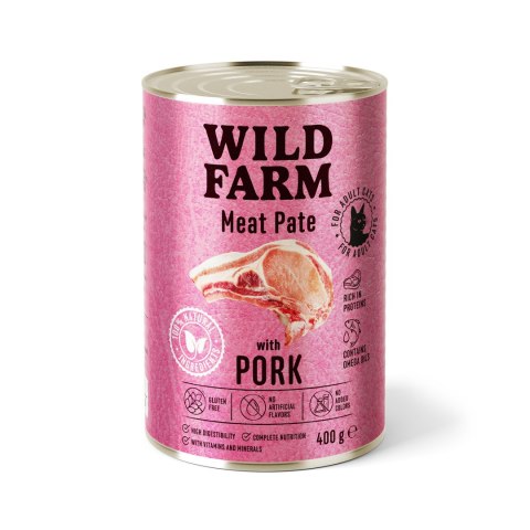 WILD FARM Meat Pate Karma Mokra Dla Kota Wieprzowina 400G