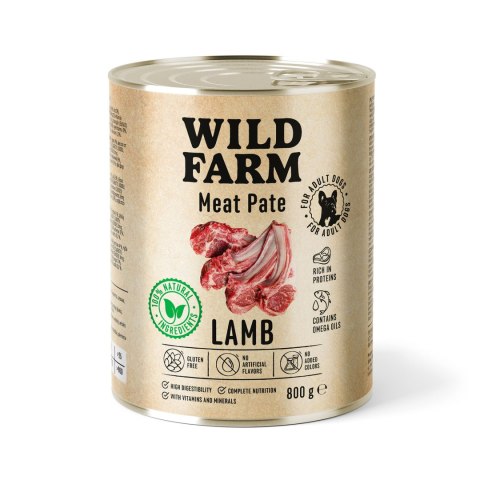 Wild Farm Pate Lamb 800g - Mokra Karma z Jagnięciną dla Psów