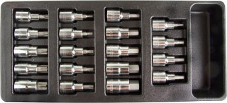 Tacka z zestawem bitonasadek hex i torx 19szt. proline