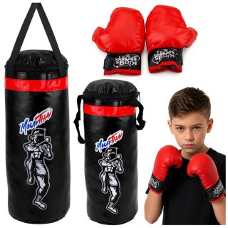 Worek Bokserski Dla Dzieci Zestaw Do Ćwiczeń Rękawice MUAY THAI 40x14cm S