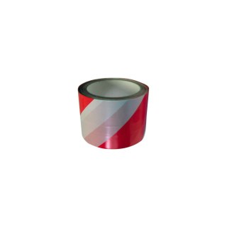 Taśma ostrzeg.biał-czerw.75mm 100m(gr.ok30mikro-m)(bez kleju