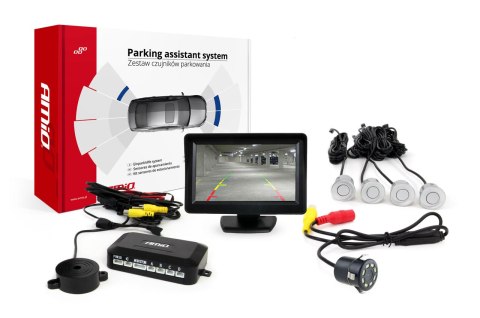 Zestaw czujników parkowania tft01 4,3" z kamerą hd-308-led 4 sensory srebrne