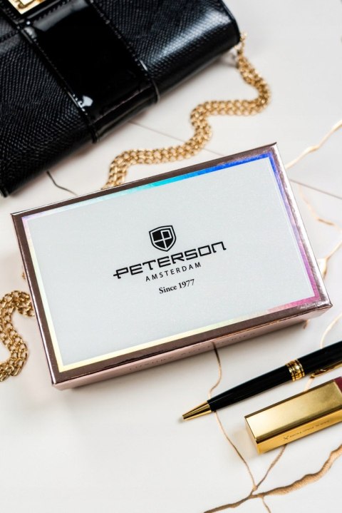 Elegancki portfel damski z lakierowanej skóry ekologicznej - Peterson