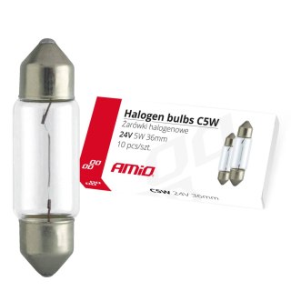 Żarówki halogenowe c5w festoon 36mm 24v 10 szt. amio-01000