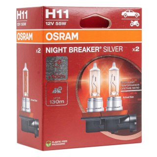 Żarówki halogenowe osram h11 12v 55w pgj19-2 night breaker silver+100% /2szt./