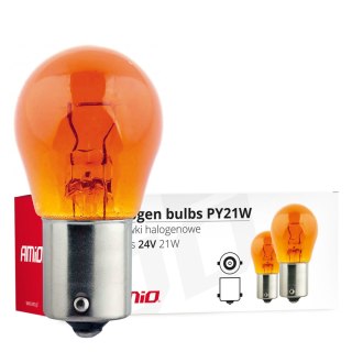 Żarówki halogenowe py21w ba15s 24v 21w amber 10 szt. (e8) amio-01005