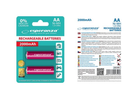 EZA103R Esperanza akumulatorki ni-mh aa 2000mah 2szt. czerwone