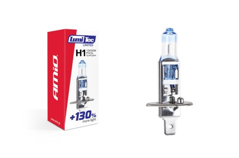 Żarówka halogenowa h1 12v 55w lumitec limited +130% amio-02130