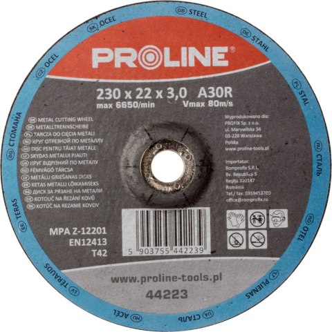 Tarcza do cięcia metalu wyp. t42, 115x2.5x22a30s proline
