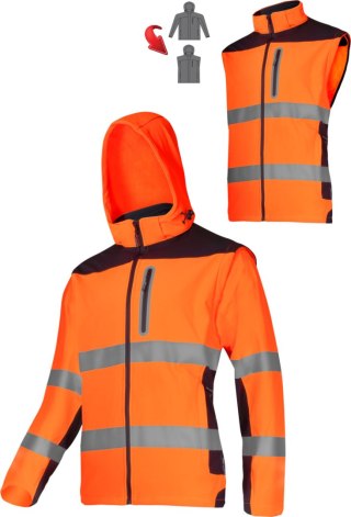 Softshell ostrzeg. z odpinanymi ręk., pom., "s", ce, lahti