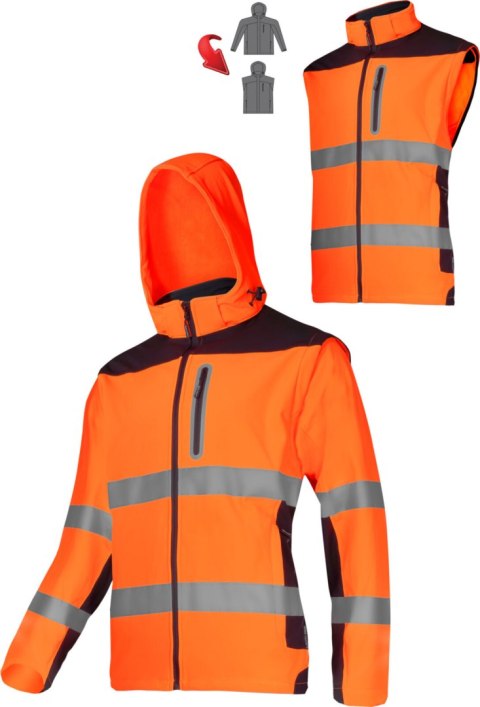 Softshell ostrzeg. z odpinanymi ręk., pom., "s", ce, lahti
