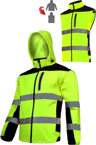 Softshell ostrzeg. z odpinanymi ręk., żółty, "xl", ce, lahti