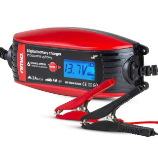 Prostownik cyfrowy ładowarka do akumulatora 6v 12v - 2a 4a - dvl dbc amio-02088