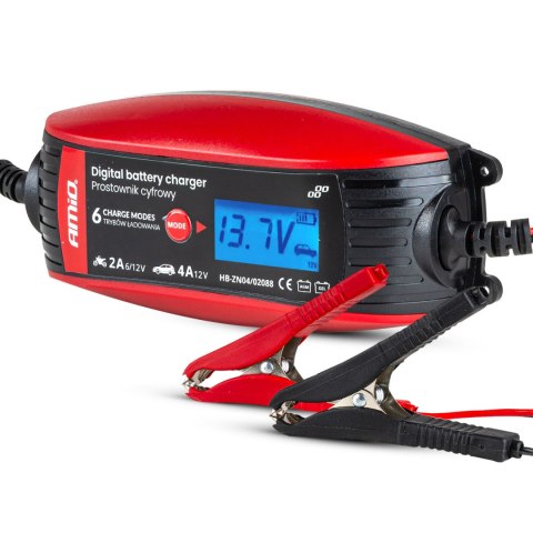 Prostownik cyfrowy ładowarka do akumulatora 6v 12v - 2a 4a - dvl dbc amio-02088