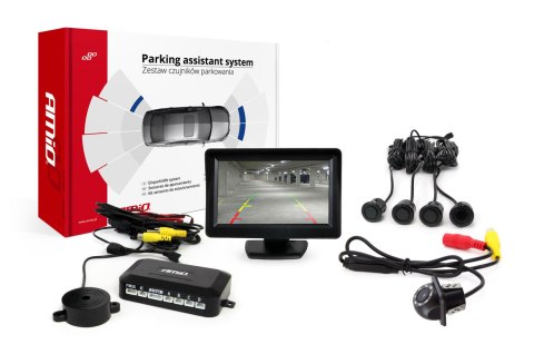Zestaw czujników parkowania tft01 4,3" z kamerą hd-305 led 4 sensory czarne "gold"