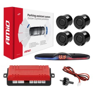 Zestaw czujników parkowania czujniki cofania max led 4 sensory czarne amio-02287