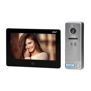 Zestaw wideodomofonowy, bezsłuchawkowy kolor, LCD 7", dotykowy, menu OSD, pamięć, gniazdo na kartę SD, DVR, sterowanie bramą, cz