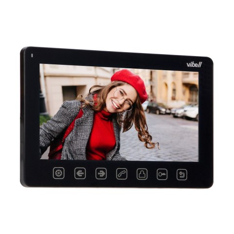 Zestaw wideodomofonowy, bezsłuchawkowy, kolor, LCD 7", menu OSD, sterowanie bramą, z szyfratorem i RFID, czarny, ALCOR