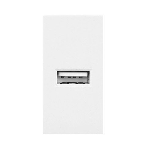 NOEN USB, port modułowy 22,5x45mm z ładowarką USB, 2,1A 5V DC, biały