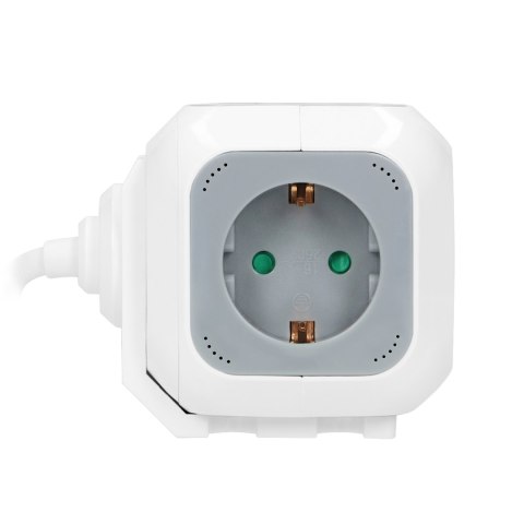 Przedłużacz 4 krotny 2P+Z (Schuko), ładowarka 2xUSB, 1,4m H05VV-F 3x1,5mm-, szaro-biały