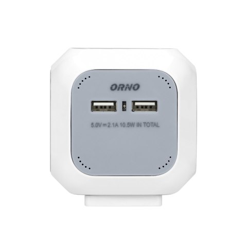 Przedłużacz 4 krotny 2P+Z (Schuko), ładowarka 2xUSB, 1,4m H05VV-F 3x1,5mm-, szaro-biały