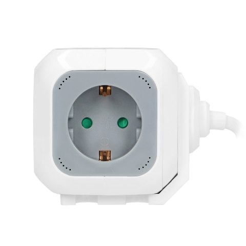Przedłużacz 4 krotny 2P+Z (Schuko), ładowarka 2xUSB, 1,4m H05VV-F 3x1,5mm-, szaro-biały