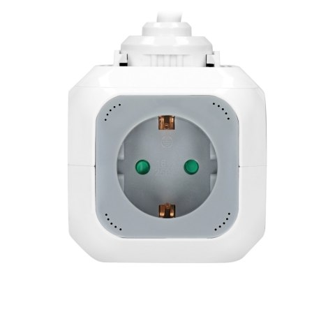 Przedłużacz 4 krotny 2P+Z (Schuko), ładowarka 2xUSB, 1,4m H05VV-F 3x1,5mm-, szaro-biały