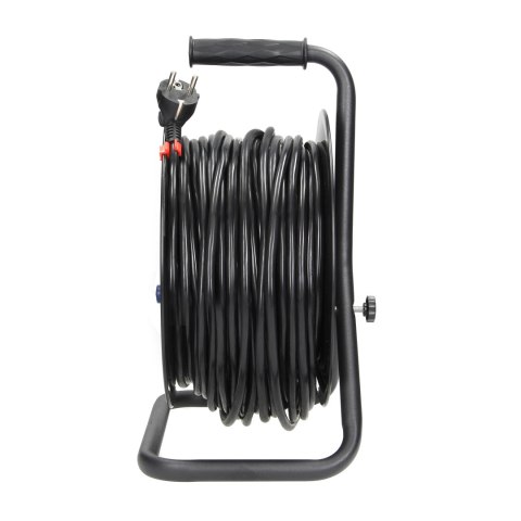 Przedłużacz bębnowy, 4 gniazda 2P+Z (schuko), kabel PVC H05VV-F 3x1,5mm-, długość - 50m, STAŁE GNIAZDA, termik, przesłony torów 