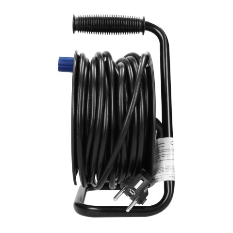 Przedłużacz bębnowy MINI, 4 gniazda 2P+Z (schuko), metalowy stojak, polwinit H05VV-F 3x1.5mm- - 15m