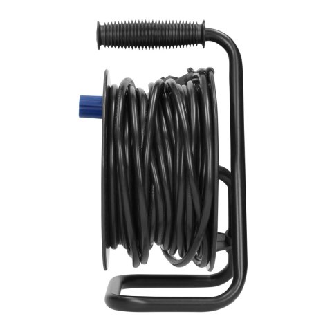 Przedłużacz bębnowy MINI, 4 gniazda 2P+Z (schuko), metalowy stojak, polwinit H05VV-F 3x1mm- - 15m
