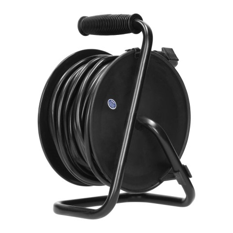 Przedłużacz bębnowy MINI, 4 gniazda 2P+Z (schuko), metalowy stojak, polwinit H05VV-F 3x1mm- - 15m