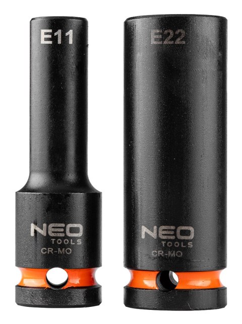 Nasadki udarowe 1/2", E10-E24, zestaw 9 szt., CrMo
