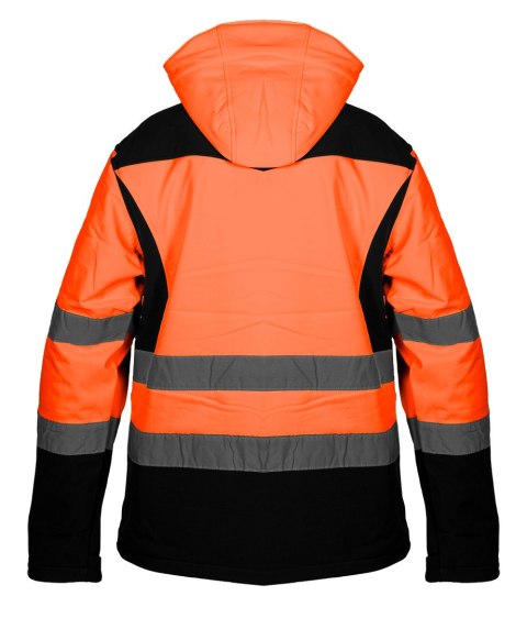 Kurtka robocza ostrzegawcza softshell z kapturem, pomarańczowa, rozmiar XXXL