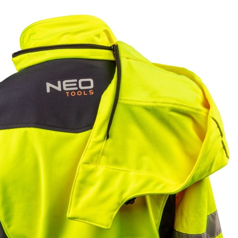 Kurtka robocza ostrzegawcza softshell z kapturem, żółta, rozmiar L