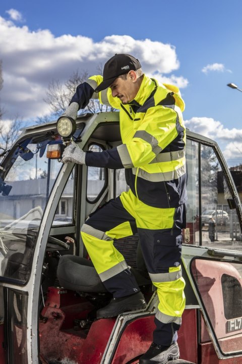 Kurtka robocza ostrzegawcza softshell z kapturem, żółta, rozmiar M