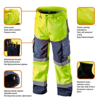 Spodnie robocze ostrzegawcze softshell, żółte, rozmiar L